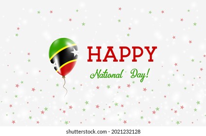 St. Kitts and Nevis National Day patriotic poster. Flying Rubber Balloon in Colors of the Kittian and Nevisian Flag.
