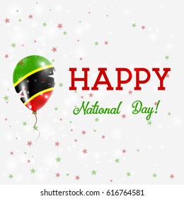St. Kitts and Nevis National Day patriotic poster. Flying Rubber Balloon in Colors of the Kittian and Nevisian Flag.
