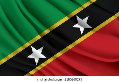 St kitts and nevis national flag waving realistic vector illustration