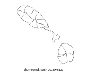 st Kitts Nevis outline map. detailed isolated vector country border contour map on white background.