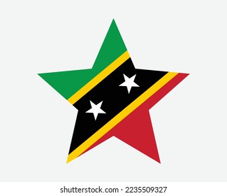 St. Kitts and Nevis Star Flag. St Kittitian and Nevisian Star Shape Flag. Country National Banner Icon Symbol Vector Flat Artwork Graphic Illustration