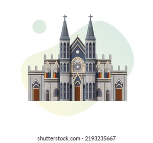 St. Lawrence Shrine Basilica - Karkala near Mangalore -  Icon Illustration as EPS 10 File 