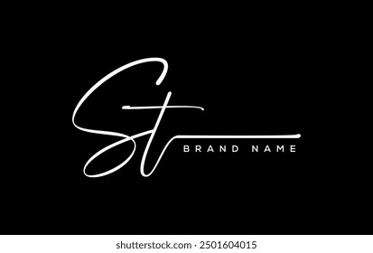 ST letter beauty handwriting vector logo. 