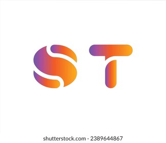 ST letter design in shape icon.