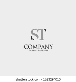 ST letter initial simple logo design template 