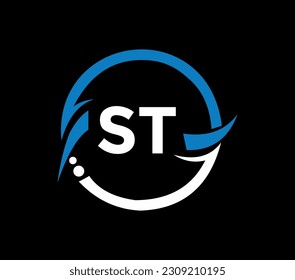 ST-Buchstaben Logo-Design mit Kreisform. ST Kreis und Würfel Form Logo Design. ST Monogram, business, real estate logo. ST Logo-Design mit einzigartigem und einfachem Design.