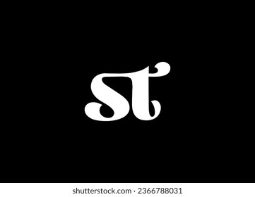 Diseño del logotipo de la carta ST y diseño del logotipo de monograma