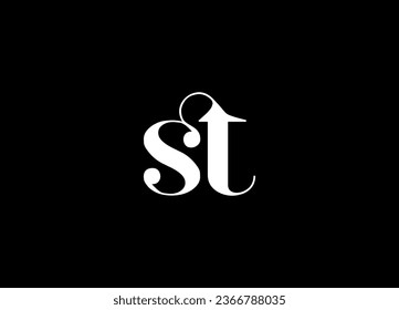 Diseño del logotipo de la carta ST y diseño del logotipo de monograma
