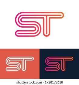 Templo de diseño del logo de la carta ST.  