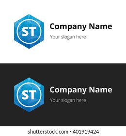 ST Letters , Abstract Polygonal Background Logo, design for Corporate Business Identity, Alphabet letter