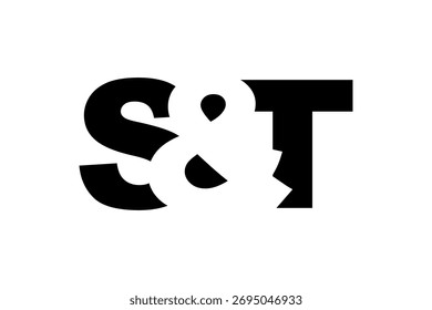 ST-Logo-Design im fetten Stil. Schwarz-weißes Identitätssymbol. Modernes Typografie-Emblem. Symbol für Unternehmensbranding. Minimale Geschäftsvorlage.