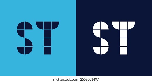 ST logo design with tile shape. Minimalist and modern vector illustration design suitable for business or brand