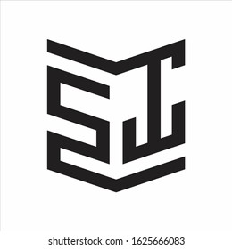 ST Logo Emblem Monogram With Shield Style Design Template Isolated On white Background