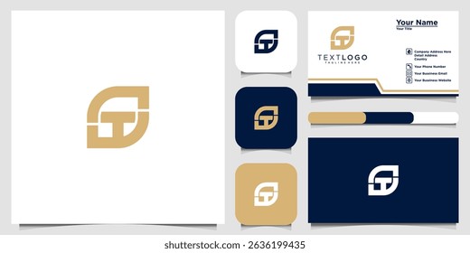 ST logo letter Professional Logo Design and Branding Mockup with Business Card Template