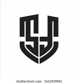 ST-Logo-Monogramm mit Emblem-Schild-Design einzeln auf weißem Hintergrund