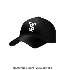 ST logo Realistic baseball cap black and white vector templates Cap design 