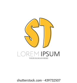 ST Logo. Vector Graphic Sphere Branding Letter Element. White Background