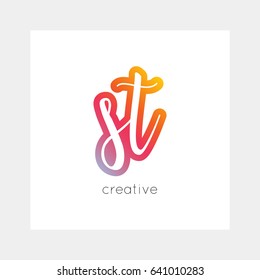 ST logo, vector. Useful as branding, app icon, alphabet combination, clip-art.
