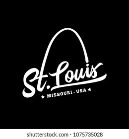 St. Louis. Black and white lettering design. Decorative inscription. Saint Louis vector and illustration. 