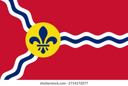Ilustración vectorial de la bandera de la ciudad de St Louis, estado de Missouri, Estados Unidos de América, signo de la ciudad de Estados Unidos. Independiente Anuncio del emblema de la ciudad de St Louis. Pegatina Ciudad de San Luis.