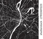 St Louis Missouri Vector Map, Detailed City Street Map Black and White Minimalist Line Art
