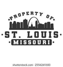 St. Louis, MO, USA City Varsity Skyline. A Logotype Sports College and University Style. Illustration Design Vector Emblem.