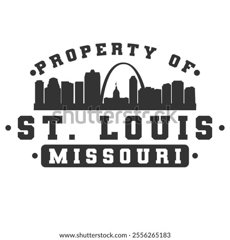 St. Louis, MO, USA City Varsity Skyline. A Logotype Sports College and University Style. Illustration Design Vector Emblem.