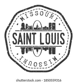 St. Louis, MO, USA Stamp Skyline Postmark. Silhouette Postal Passport. City Round Vector Icon. Vintage Postage Design.