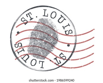 St. Louis, MO, USA Stamp Map Postal. Silhouette Seal Roads and Streets. Passport Round Design. Vector Icon. Design Retro Travel National Symbol.