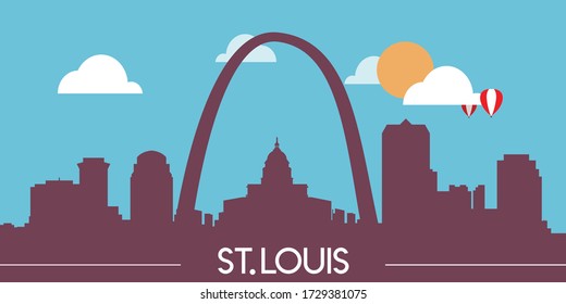 St. Louis Skyline Silhouette Flat Design Vector Illustration