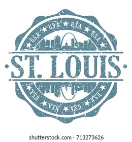 St Louis Stamp Post Skyline Silhouette City Vector Design Art.