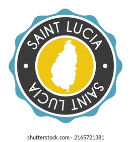 St Lucia Badge Map Vector Seal Vector Sign. National Symbol Country Stamp Design Icon Label. 