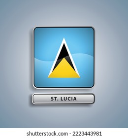 ST Lucia flag square button vector illustration