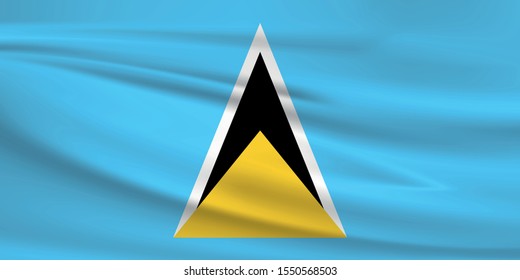 St Lucia flag waving with wind effect