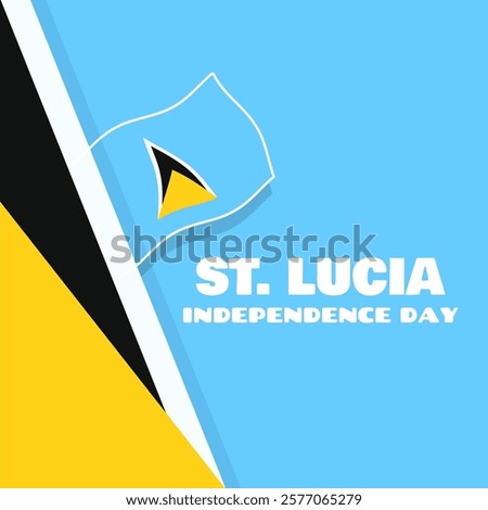 St. Lucia Independence Day to celebrate on February 22nd. St. Lucia Flag fluttering on Sky blue background. Happy Independence Day.