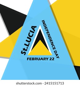 St. Lucia Independence Day event banner. St. Lucia flag with bold text on white background to commemorate on February 22