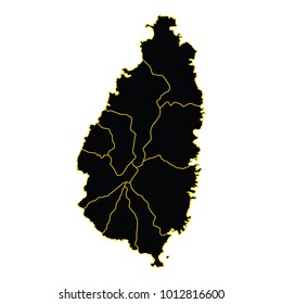 st lucia map on white background, Black  Map of Saint Lucia