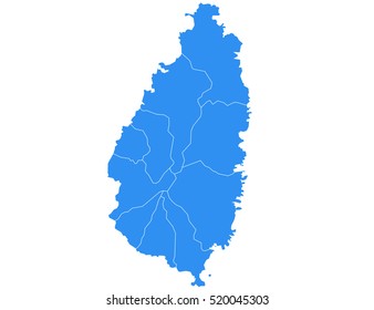 st lucia map on white background