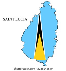 Ilustración vectorial del mapa de Santa Lucía. Economía global. País famoso. Caribe. América Latina. Estados Unidos.