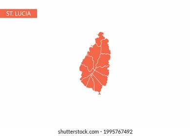 St Lucia orange map detailed vector.