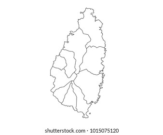 st Lucia outline map. detailed isolated vector country border contour map on white background.