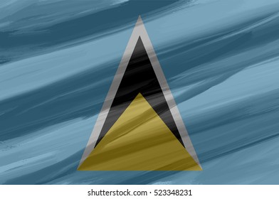 St. Lucia painted / drawn vector flag. Dramatic, unusual look. Vector file contains flag and texture layers