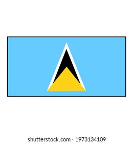 St. Lucia (Saint Lucia) Rectangle Flag Vector Icon Button for North American or Caribbean Island Concepts. 