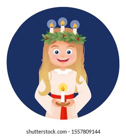 St Lucy's Day vector girl in costume