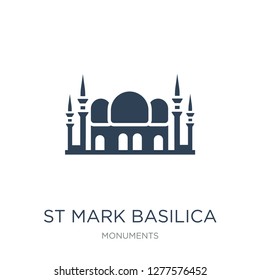 st mark basilica icon vector on white background, st mark basilica trendy filled icons from Monuments collection, st mark basilica vector illustration