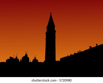 St Marks Square with Campanile Venice at sunrise illustration