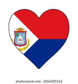 St Martin Heart Shape Flag. Love St Martin. Visit St Martin. Caribbean. Latin America. Vector Illustration Graphic Design.