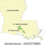 St. Martin Parish and city of St. Martinville location on Louisiana state map