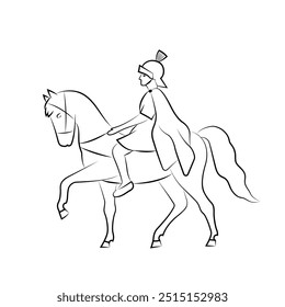 St Martin of Tours coloring page for Martinstag, black line vector illustration