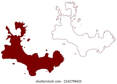 St Martins island (United Kingdom of Great Britain and Northern Ireland, England, Isles of Scilly) map vector illustration, scribble sketch Isle of St Martin's or Brechiek map